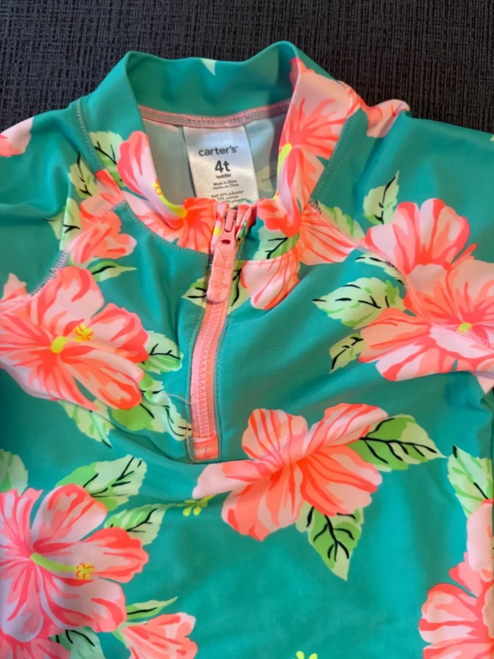Girls Carters 2 piece hibiscus swimsuit